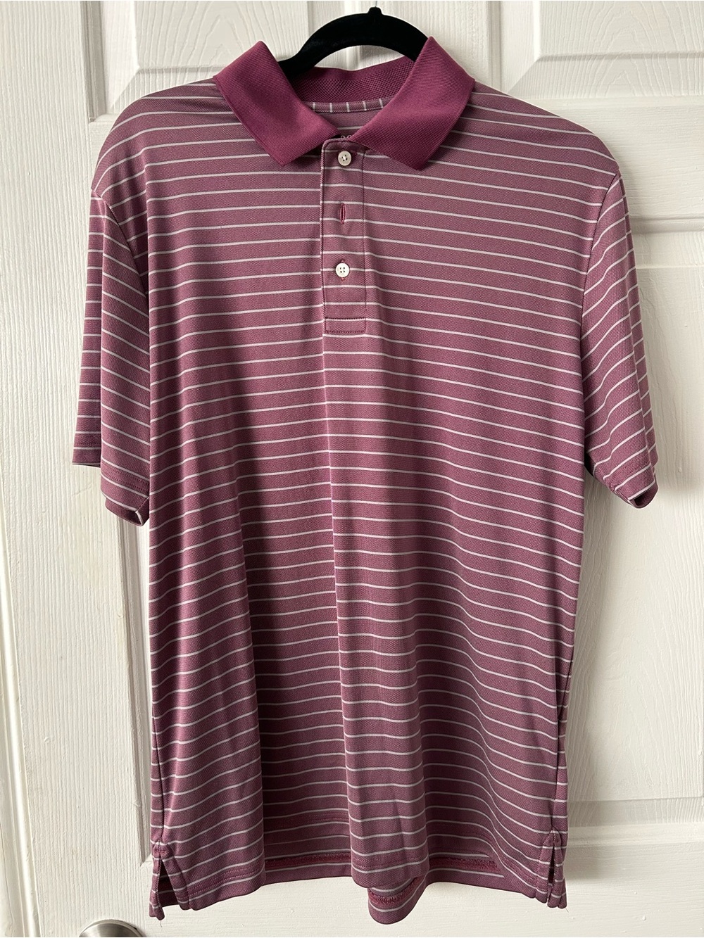 Brooks Brothers Mauve Striped Polo with Contrast Collar